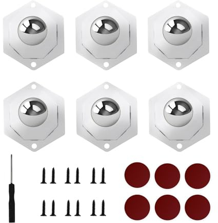 Selbstklebende Lenkrollen 360° Universal Möbelrollen, 6 Stück | Selbstklebend, 360° Drehbar, Mit Befestigungslöchern, Universell Einsetzbar, 6er-Set