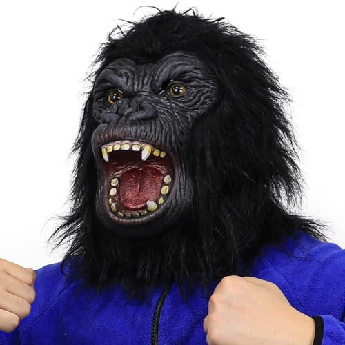 shayulajiao Gorilla Mask - Funny Realistic Full Head Latex Animal Mask, Monkey Mask for Halloween & UK Carnival | Ventilated Costume for Cosplay, Mardi Gras & Theme Parties (One Size Adults)