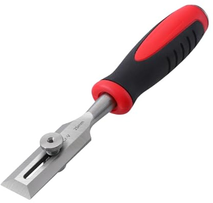 Ciseau à bords biseautés – Burin d'angle – Ciseau à mortaise carré – Limiteur réglable – Ciseau à bois professionnel – Outil de découpe pour couper des mortaises carrées – Installation de porte