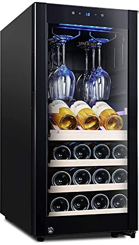 MOLVUS Réfrigérateur à vin 90 litres Réfrigérateur à vin 20 Bouteilles Petite Cave à vin Autonome à Poser Compresseur Absorption silencieuse des Chocs avec Porte-gobelet Suspendu