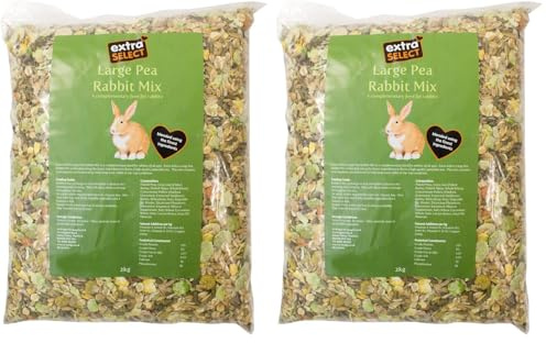 Extra Select Premium Large Pea Rabbit Mix - Peaflakes, Rabbit Muesli, Small Nuggets and Natural Forage Bunny Food - 2kg (Pack of 2)