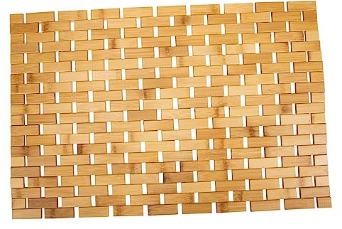 Amosfun Alfombra De Baño De Bambú Tejida Almohadilla para Pies Antideslizante De Bambú Esterilla Decorativa para Suelo para Baño y Cocina