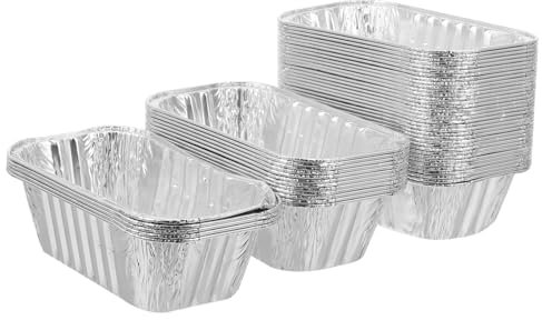 Cabilock 50 Piezas Molde Rectangulares De Aluminio Para Pan Para Hornear Pan y Pasteles Cajas De Aluminio Para Pasteles Domésticos