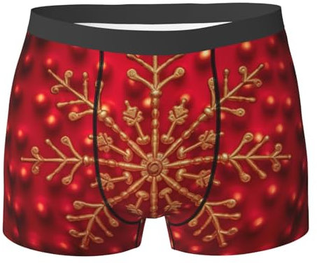 Herren-Boxershorts mit goldenem Schnee-Aufdruck, aktiv, Stretch, atmungsaktiv, bequem, für das Fitnessstudio, Schwarz, X-Large