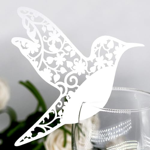 Haosie Marque-Place Mariage, Forme Oiseau, 50PCS | Cartes Nom Invité, Pour Verre à Vin, Pour Table, Pour Fêtes et Événements
