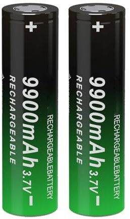 2 Pack Pilas Recargables 3.7V, 9900mAh Cabeza Plana NIMH Bateria Recargable, Flat Top 3.7Volt Alta Capacidad Batería para Linternas, Cámaras, Ventiladores Pequeños y Luces de jardín al Aire Libre, etc