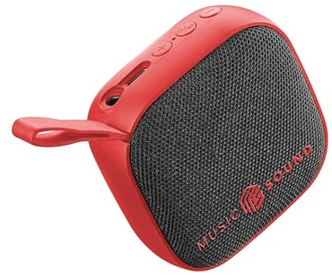 Music Sound - MINI - Speaker Bluetooth - Potenza 3 WATT - Play Time 4 ore - Compatto e portatile - Finiture in tessuto morbido e colorato - Rosso