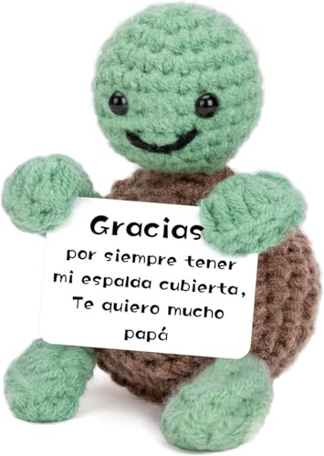Regalo Original para Padre Peluche de Ganchillo con Mensaje en Español Regalo Divertido para Cumpleaños de Padre, Día del Padre