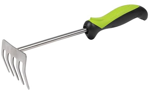 GTSG010 - Rastrello a mano con impugnatura morbida e denti in acciaio inox, 310 mm