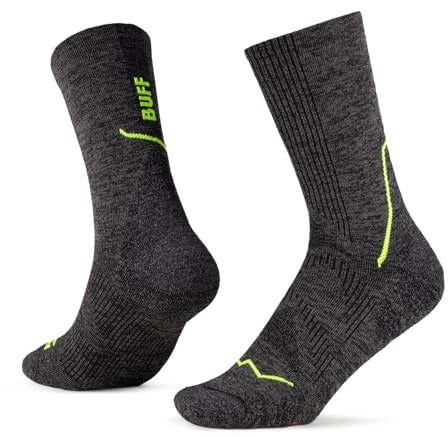 Buff| Calcetines Dryflx Crew Secado Rapido, Acolchado, Correr, Carreras, Frescos, Comodos, L, Negro