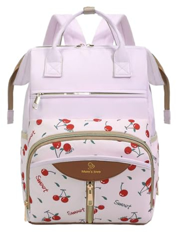 Mochila para pañales, bolsa para pañales de maternidad con bolsillos aislados para biberones, bolsa de guardería con cambiador para papá, madre, padre, mujeres, hombres, niños y niñas, Morado (, Refer