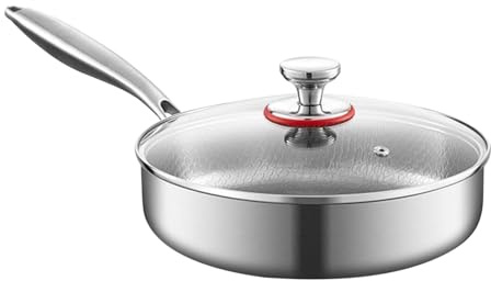 XUQEAYWD Padelle Antiaderenti - Padella per Cuocere Bistecca - Padella Riscaldamento Uniforme Con Coperchio Per Uova Pancake Cucina Casa Campeggio