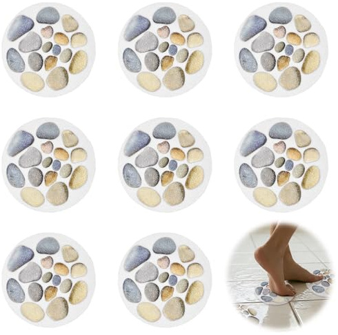 ROEOWENE 8pcs Adesivi Antiscivolo Doccia 15 cm Adesivi per Vasca da Bagno Sticker Antiscivolo Doccia Strisce di Sicurezza per Vasca con Raschietto per Vasche da Bagno, Scale, Piscine