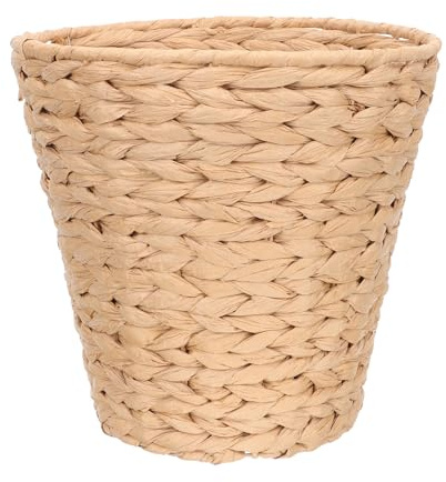 Parliky Poubelle de Table Tressée Imitation Rotin Multifonction Corde de Papier Robuste pour Salon et Chambre Corbeille à Déchets Pratique et Résistante
