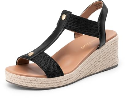 DREAM PAIRS Women's Wedges Sandals Comfort | Arch support, elastic flexible upper, versatile casual/travel, breathable lightweight