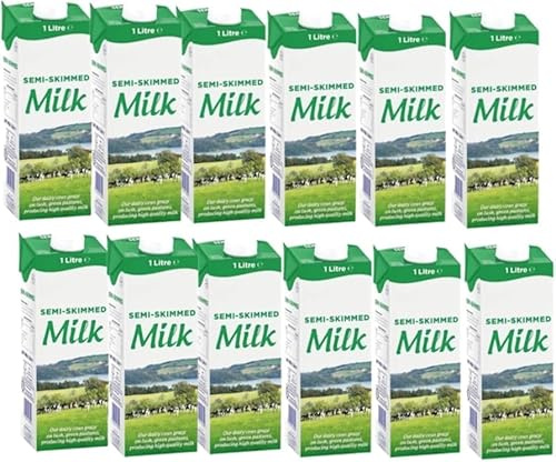 Lakeland Long Life Semi-Skimmed Milk 1L – Pack of 12 Cartons, UHT Long-Life Milk for Everyday Use, 12 x 1L Family Bulk Pack