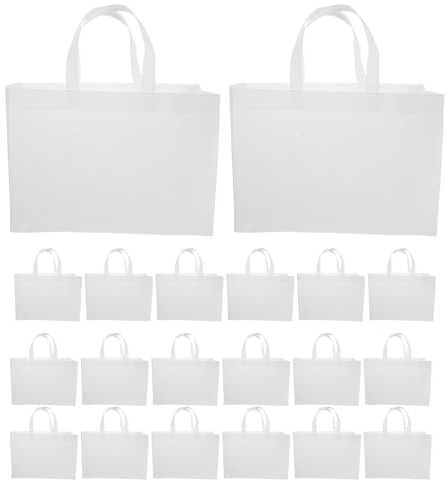 CONGARTENO 30 St Återanvändbara Non-woven Tygkassar med Förstärkta Handtag och Botten Slitstarka och Vikbara Shoppingpåsar i Vitt för Daglig Användning och Festliga Tillfällen