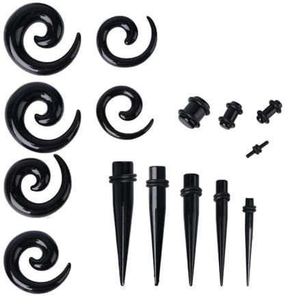 Abaodam Set di Tunnel Auricolari in Acrilico Neri, 54 Pezzi | Feste e Regalo, Collezione Fashion Delicata, Facile da Abbinare, per Donna