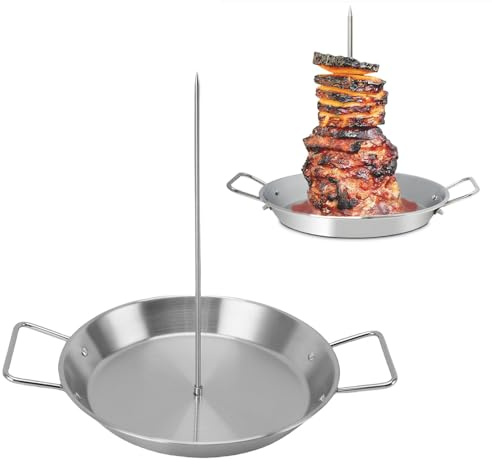 Spiedino verticale in acciaio inossidabile, supporto per spiedo verticale multiuso da 25 cm / 9,8 pollici Contenitore per cottura della carne Scaffale indipendente con 3 punte per
