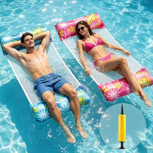 Luftmatratze Pool 2 Stück 125 * 70cm Wasserhängematte mit Netz 4 In 1