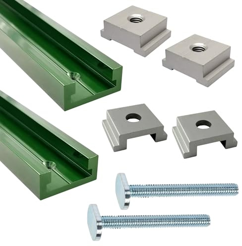 8 piezas Miter Track Set 81 cm (32) – 2 x rieles de aluminio (19/24 mm) + tuercas y tornillos de ranura en T para topes de ingletes y trineos deslizantes