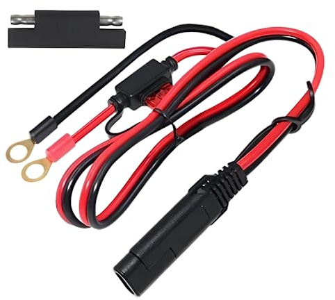 Cable de conexión Kuncan, SAE, de 61 cm, con terminal de anillo, rápida conexión y desconexión, montaje de terminal de anillo, con fusible de 10 A