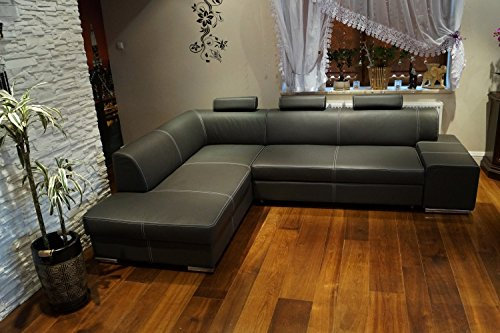 Quattro Meble Echtleder Ecksofa London II 3z 275 x 200 Sofa Couch mit Bettfunktion und Bettkasten Echt Leder Eck Couch große Farbauswahl