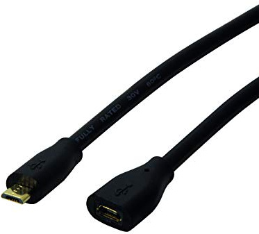 LogiLink CU0125 Câble USB 5 m Micro-USB B Mâle Femelle Noir - 2.0, 480 Mbit/s