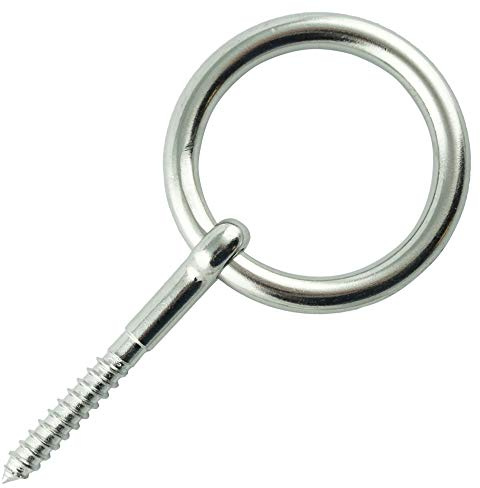 Eisenwaren2000 | Vite per legno da 6 mm con anello (2 pezzi) - Viti con filettatura per legno - Vite ad anello - Acciaio inossidabile A4 V4A