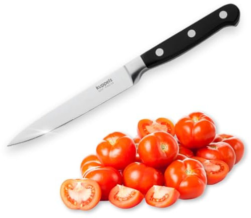 Kuppels SOLID Tomatenmesser mit Wellenschliff, 12,5cm Klinge, Sehr scharf & schnitthaltig, Poliert & rostfrei, Allzweckmesser, Gemüsemesser, Gezahnte Klinge, Messer für Trauben oder Tomaten…