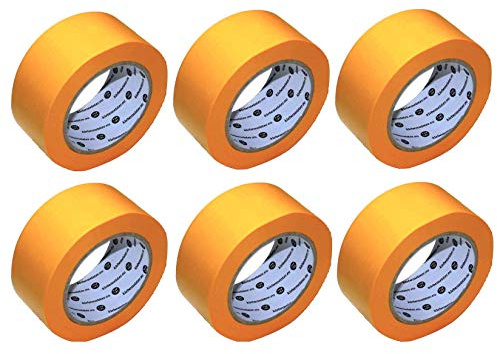 6x Rollen | 50mm x 50m | Goldband (soft) | Maler Abdeckband | klebemeister.eu