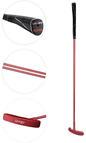 LEAGY Zeitloser klassischer Golf-Putter, 88,9 cm Länge, Putt Putt Style Zwei-Wege-Kopf und Premium-Gummigriff für Männer und Frauen für Rechts- oder Linkshänder (Rot)