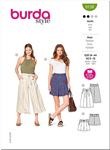 Burda Style Schnittmuster B6138 Damen Culottes oder Shorts