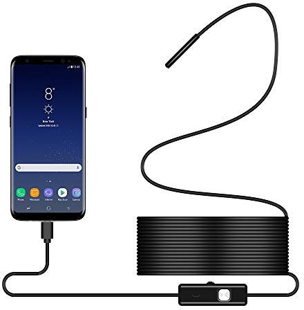 Endoscopio 3 en 1 para teléfono móvil, cámara endoscópica con Cable de Serpiente de 2 m y LED, cámara de inspección de megapíxeles, IP67 Resistente al Agua, cámara de Serpiente para Windows, Android