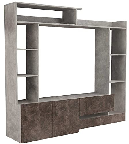 milani home - parete attrezzata porta tv soggiorno moderna di design 180x28/40x165 h