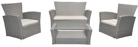 SAMIRA Salotto da giardino in rattan, set di divani da esterno in polyrattan mod. Aurora tortora