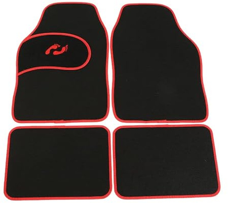 Caspo Alfombrillas para Coche (4 Piezas) Tamaño Universal, Antideslizantes, Impermeables (Rojo)