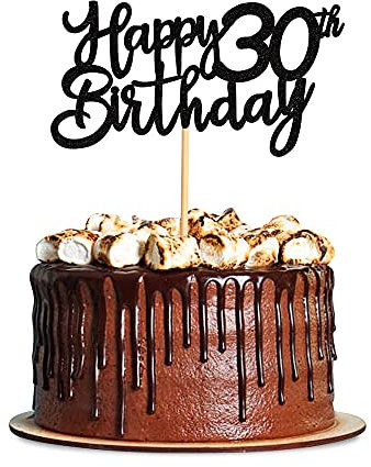 Blumomon 3 Pack Happy 30th Birthday Cake Topper Black Glitter 30 Cupcake Topper Happy 30 Birthday Cake Decoration for 30th Cheers to 30 Birthday Party Decoration Supplies