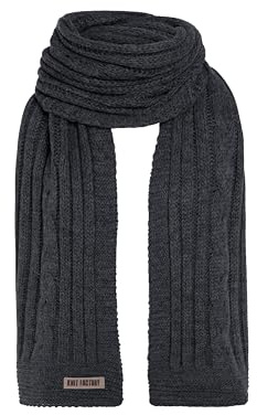 KNIT FACTORY - Elin Schal - Großer Strickschal für Damen und Herren - Bequemer Schal mit Wolle - Hochwertige Qualität - Anthrazit