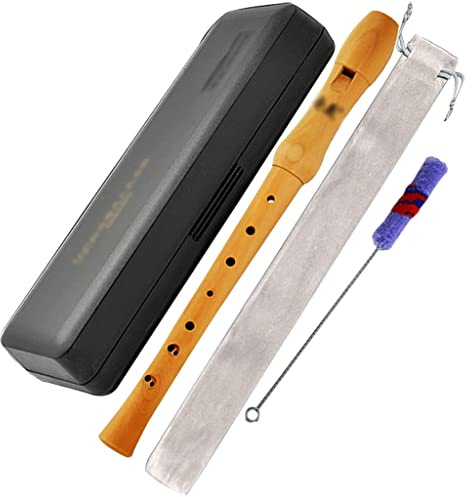 Blockflöte Sopranblockflöte Mit Flanelltasche, 8-Loch-Deutsche Blockflöte Für Den Unterricht, Langlebiges Blasinstrument Aus Holz, Mit Reinigungsstäbchen (Color : Yellow Color, S : Baroque)