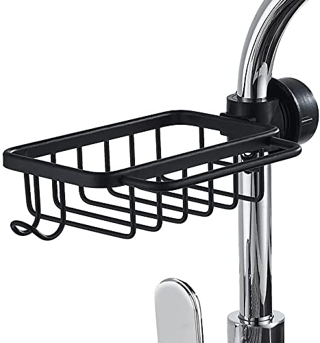 Celbon Spülbecken Organizer Schwammhalter Küche Spülablage Caddy Ordnungshelfer Wasserhahn Lagerregal Aluminium,Seifenhalter Hängend ohne Bohren