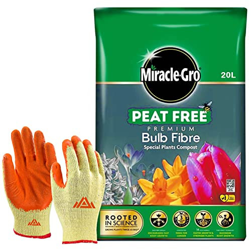 Perfectonish Peat Free Premium Bulb Fibre Compost- Potting Mix for Tulips, Daffodils, Hyacinths, Crocuses and More Garden Compost With Protective Gloves (20-Litres)