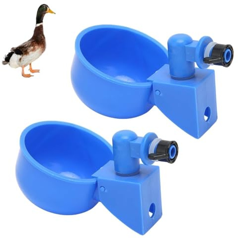 2 Stück Hühnertränke,Beliebige Montage Hühnerwasserspender Blauer DIY Hühnerwasserbecher Geflügeltränke Für Hühner Tränke Hühnerzubehör Automatische Geflügeltränke Set Entenbecher Geflügelfütterbecher