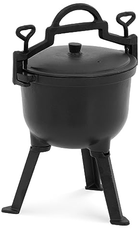 Royal Catering RC-POT-05 Dutch Oven mit Deckel und 3 Beinen 4 L innen emmailliert mit Haken zum Aufhängen Emaille Bräter Gusseisentopf Schmortopf