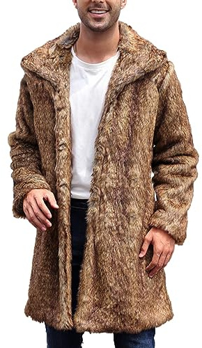 Felljacken Herren Lang - Felljacke Herren Pelzmantel Kunstpelz Pelzjacke Kunstpelz Mantel Langarm Warm Winterjacke Parka Coat Winter Revers Faux Pelz Cardigan Männer Fleecejacke Übergangsjacke