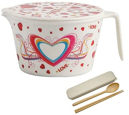 Keramische Ramenschalen, Porzellanschalen for Suppe, Suppentassenschalen, Nudelschüssel, Mikrowellen-Suppenschüssel, Keramikschüssel mit Deckel, Bowla-42oz (Farbe: B, Größe: 42oz) ( Color : B , Size :