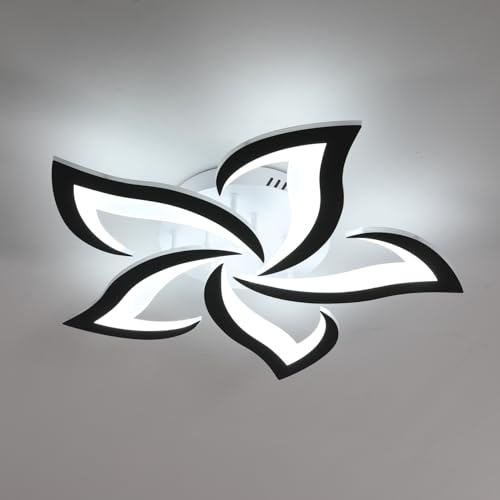 Riserva Moderne LED-Deckenleuchte 60W, Blütenblatt Design, Schwarz, 6500K | Deckenleuchte, Modern Kreativ aus Acryl für Wohnzimmer, Schlafzimmer, Studie