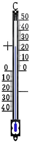 CSL - Analoges Thermometer aus Metall – Außenthermometer wetterfest – Länge 19 x Breite 3,7 cm – Messbereich -40° bis +50° C – klassisches Design - schwarz