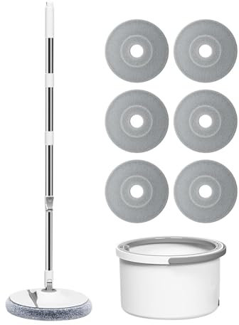 ning Mop Bucket System | Mop con secchio strizzatore | combo secchio mocio mocio, secchio mocio in microfibra con strizzatore per la pulizia dei pavimenti, mocio a strato singolo con secchio, mocio
