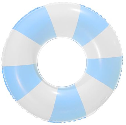 1 anello da nuoto gonfiabile per bambini, a righe, blu e bianco, per feste estive in spiaggia e in piscina